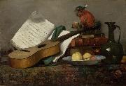 Antoine Vollon Still Life with a Monkey and a Guitar painting
